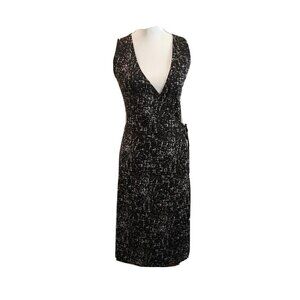 Kenneth Cole New York Black & White Print Wrap Dress Size XS Sleeveless
